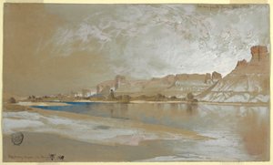 Zeichnung, Green River von der Fähre, Wyoming Territory, 11. September 1889 von Thomas Moran