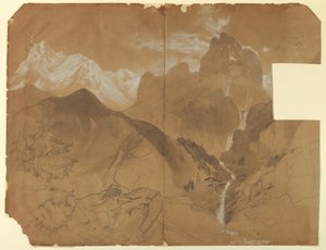 Zeichnung, in der Nähe des Passes von Faido, Italien, 1867 von Thomas Moran