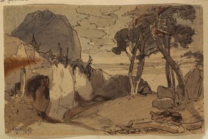 Zeichnung, Straße in einer Berglandschaft, 1875 von Thomas Moran