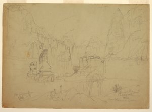 Zeichnung, Der Canyon des Rio Virgin, Süd-Utah, 1873 von Thomas Moran
