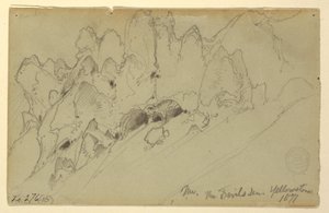 Zeichnung, Teufelsloch, Yellowstone, 1871 von Thomas Moran
