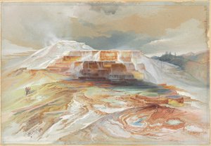 Heiße Quellen des Gardiner River, Yellowstone von Thomas Moran