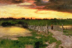 Die alte Brücke über den Hook Pond, 1907 von Thomas Moran