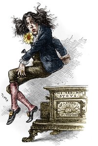 Karikatur von Oscar Wilde (1854-1900), gekleidet als Dandy, während seiner Reise in die Vereinigten Staaten im Jahr 1882. Zeichnung von Thomas Nast (1840-1902) in „Harper