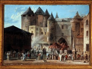 Place du Grand Chatelet in Paris, Straßenszene zur Zeit der Französischen Revolution von Thomas Naudet