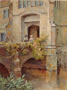Auf der Brücke bei Baddesley Clinton Hall von Thomas Nicholson Tyndale