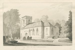 Barlaston Kirche: Feder- und Waschzeichnung, 1838