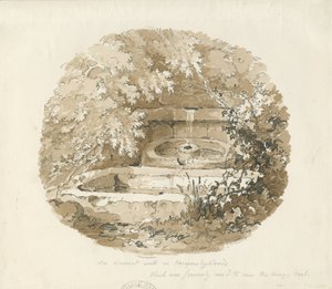 Biddulph - Alter Brunnen in Knypersley Woods: Sepiazeichnung