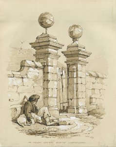 Colwich - Altes Tor am Bank Top (Sepia-Zeichnung) von Thomas Peploe Wood
