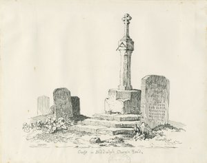 Kreuz im Kirchhof von Biddulph (Feder- und Tuschzeichnung) von Thomas Peploe Wood