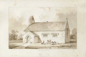 Eccleshall - Cotes Heath Chapel: Sepia-Waschzeichnung, undatiert [1817-1845] von Thomas Peploe Wood