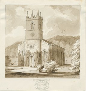 Kidsgrove Kirche: Sepia-Zeichnung von Thomas Peploe Wood