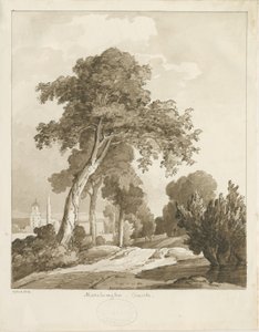 Marchington Church: Sepiawaschzeichnung, 1836