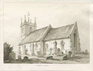 Norbury Kirche: Sepia-Waschzeichnung