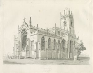 Penkridge Kirche: Feder- und Waschzeichnung, undatiert [1836] von Thomas Peploe Wood