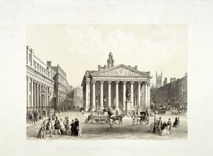 Royal Exchange und die Bank of England links, London, 1851
