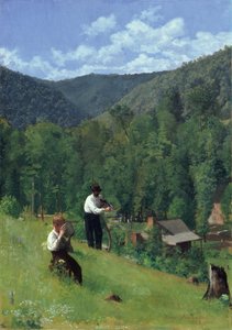Der Bauer und sein Sohn bei der Ernte, 1879 von Thomas Pollock Anschutz