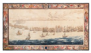 Historischer Wandteppich der Schlacht bei Solebay, Mortlake, Entwürfe zugeschrieben William van de Velde, um 1688 von Thomas Poyntz