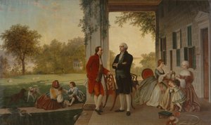 Washington und Lafayette in Mount Vernon (1784) Das Zuhause von Washington nach dem Krieg (1859) von Thomas Pritchard Rossiter