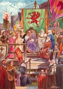 Rhys ap Gruffydd leitet das erste Eisteddfod, Cardigan Castle, Wales von Thomas Prytherch
