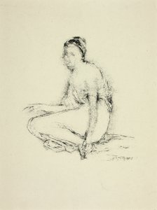 Modell auf dem Boden sitzend von Thomas Robert Way