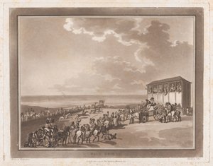 Rennbahn Ein Ausflug nach Brighthelmstone, 1. Juni 1790. Schöpfer: Thomas Rowlandson, Samuel Alken von Thomas Rowlandson, Samuel Alken