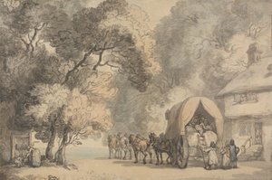 Ein Fuhrmannswagen vor einem Gasthaus, ca. 1785-90