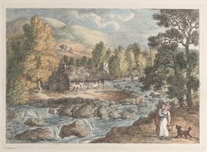 Ein Wasserfall in Cornwall, aus Ansichten in Cornwall, 1812 von Thomas Rowlandson