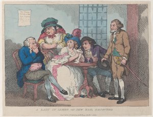 Eine Dame im Limbo, oder jüdische Kaution abgelehnt, 1. Juli 1802 von Thomas Rowlandson