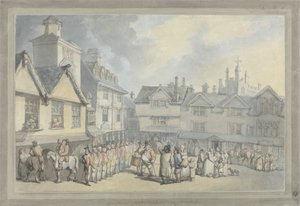 Eine Parade auf einem Marktplatz