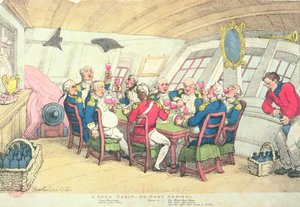 Eine gemütliche Kabine oder Hafenadmiral (Farbstich) von Thomas Rowlandson