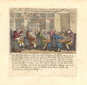 Eine Gruppe von Schriftstellern speist im Haus eines reichen Bürgers