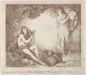 Apollo, Lyra und Daphne Handelskarte, die Marian, eine Oper, illustriert, 1797-99 von Thomas Rowlandson
