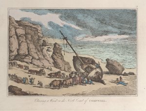 Bergung eines Wracks an der Nordküste von Cornwall, aus Skizzen aus der Natur, 1822 von Thomas Rowlandson