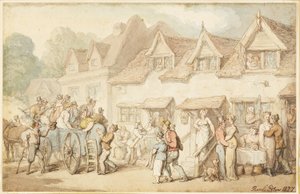Kutsche wechselt Pferde von Thomas Rowlandson