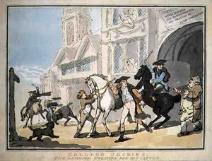 "College Jockies, Der Wirt schwitzt für sein Vieh", veröffentlicht von E. Jackson von Thomas Rowlandson