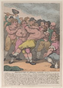 Beschreibung eines Boxkampfes zwischen Ward und Quirk um 100 Guineas pro Seite von Thomas Rowlandson