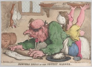 Abendessen auf die ordentlichste Weise zubereitet, Oktober 1811 von Thomas Rowlandson