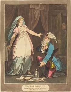 Doktor Gallipot legt sein Vermögen zu Füßen seiner Geliebten von Thomas Rowlandson