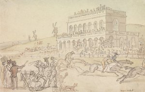 Doktor Syntax verliert sein Geld auf der Rennbahn in York von Thomas Rowlandson