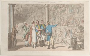 Don Luigi trifft Donna Anna im Museum, aus Neapel und die Campagna Felice: in..., 1. Juni 1815 von Thomas Rowlandson