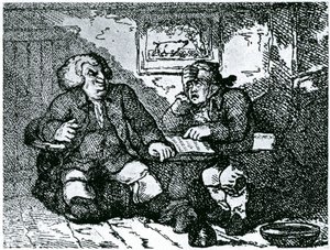 Dr. Johnson und James Boswell erholen sich von einem Kater nach einer Nacht in der Stadt