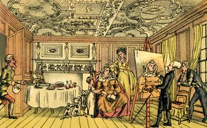 Dr. Syntax malt ein Porträt von Thomas Rowlandson
