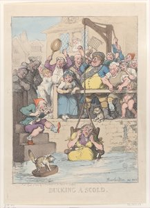Eine zänkische Frau wird getaucht von Thomas Rowlandson
