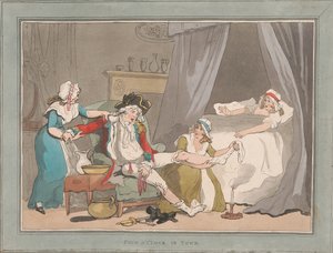 Fuchsjagd [ein Paar]: 2. Vier Uhr in der Stadt von Thomas Rowlandson