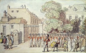 Französische Soldaten auf Parade von Thomas Rowlandson