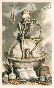 Frontispiz aus The English Dance of Death, veröffentlicht 1815, kolorierte Gravur, 1815 von Thomas Rowlandson