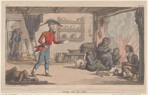 Einzug in seine Unterkunft, aus Die militärischen Abenteuer von Johnny Newcome, 1815 von Thomas Rowlandson