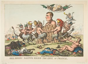 Höllenhunde versammeln sich um das Idol von Frankreich, 8. April 1815 von Thomas Rowlandson