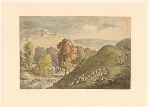 Hügellandschaft mit Schafen von Thomas Rowlandson